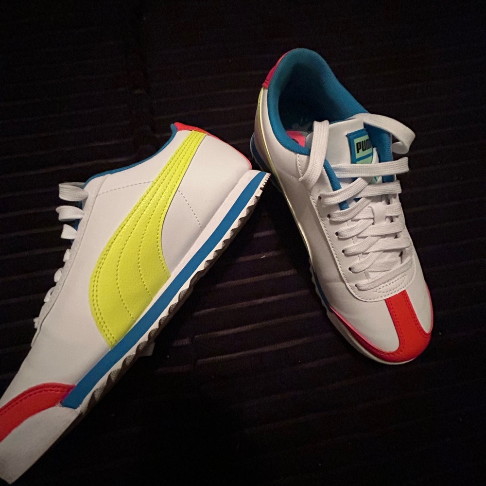 Puma White Sneakers with Vibrant Accents